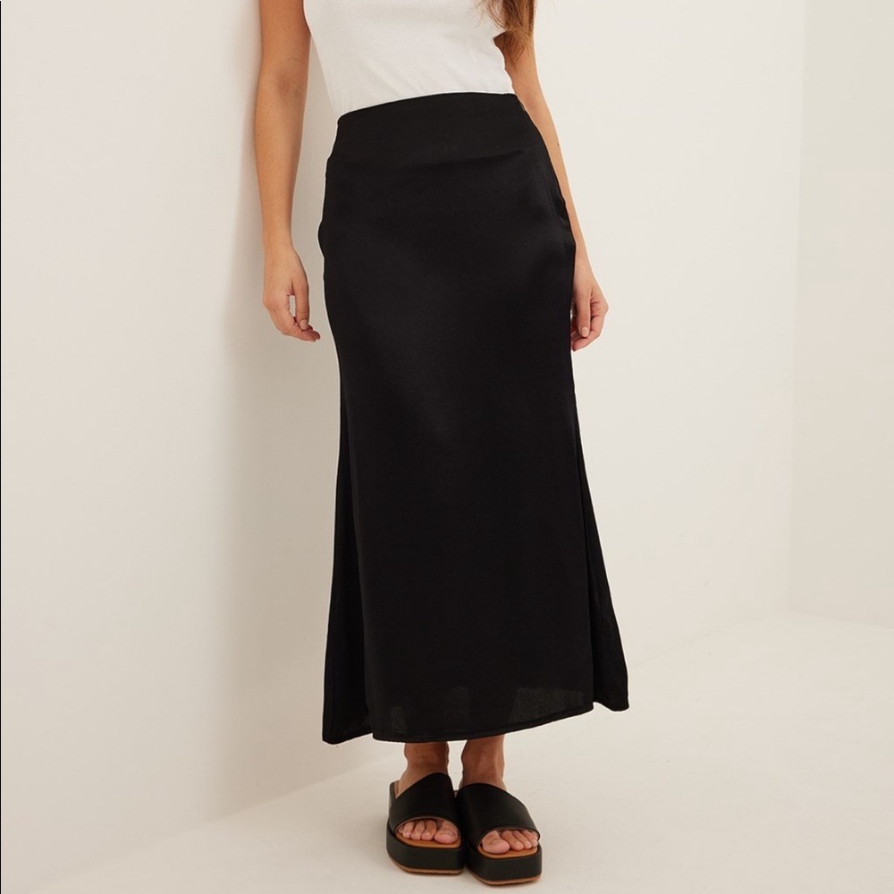 Black satin slip skirt